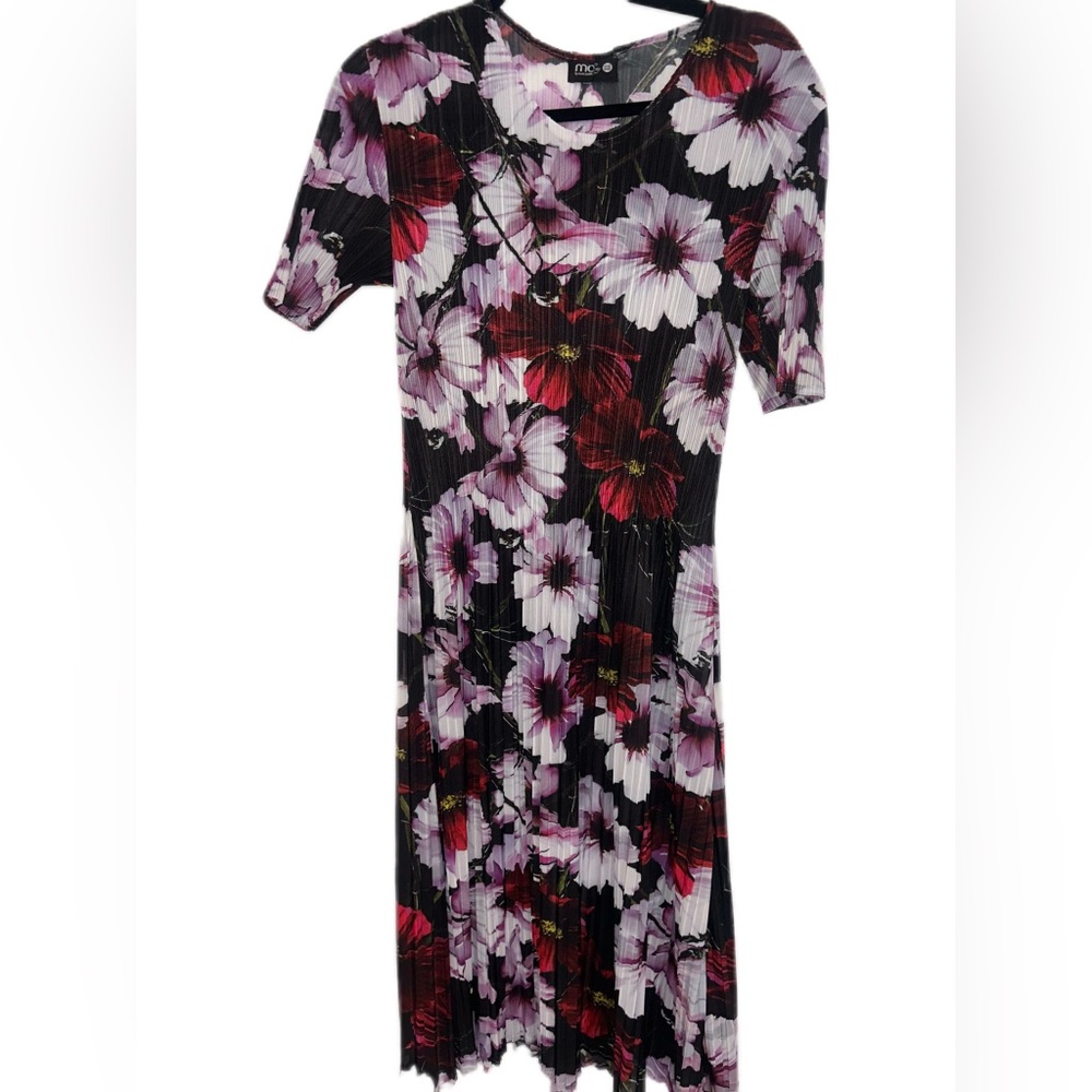 Vintage Floral Black and Purple Dress‎ One Size Fits All